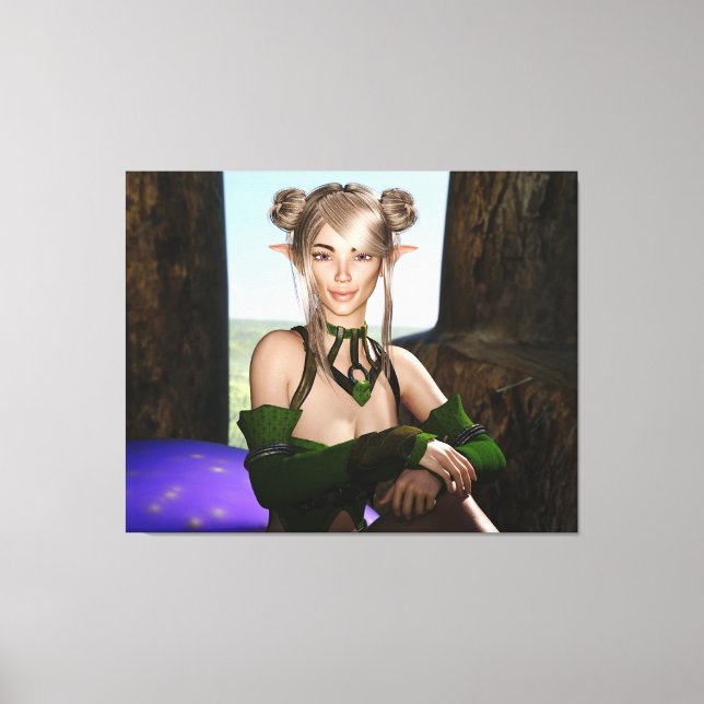 Waiting Upon A Mushroom Canvas Digital Art (Front)