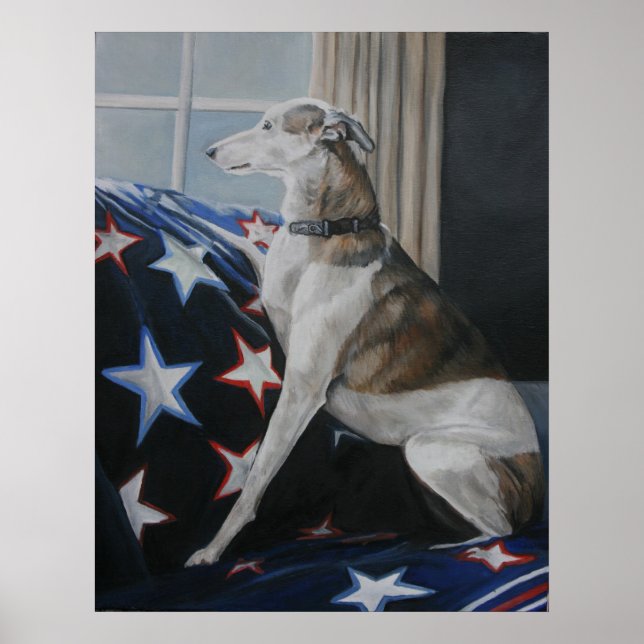 Waiting Whippet Dog Art Poster (Front)