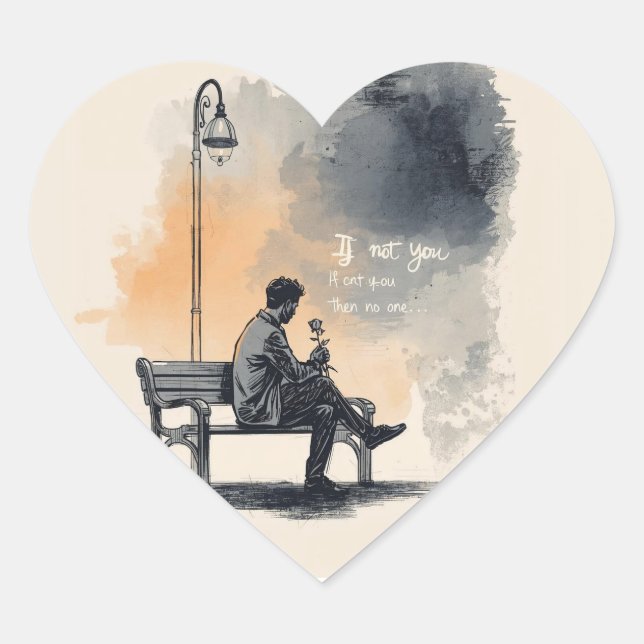 Waiting with a Rose – Unspoken Love Heart Sticker (Front)