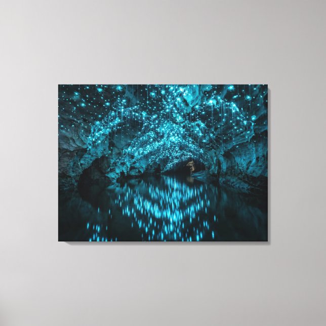 Waitomo Glowworm Galaxy - Bioluminescent Cave Refl Canvas Print (Front)
