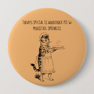 Waitress cat serving pie funny cat Button