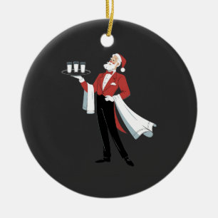 Waitress Christmas Santa Server Xmas Ceramic Ornament