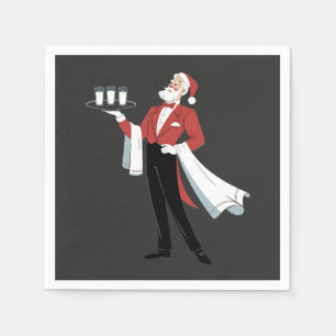 Waitress Christmas Santa Server Xmas  Napkin