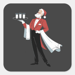 Waitress Christmas Santa Server Xmas Square Sticker