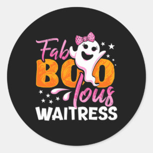 Waitress Halloween Womens Fab Boo Lous Classic Round Sticker