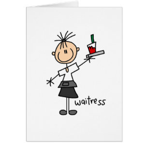 Waitress Stick Figure Card