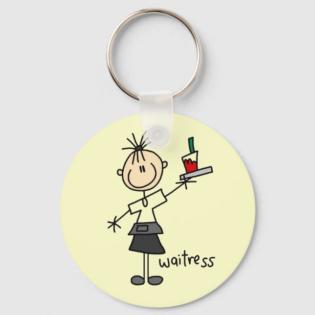 Waitress Stick Figure Keychain (Front)