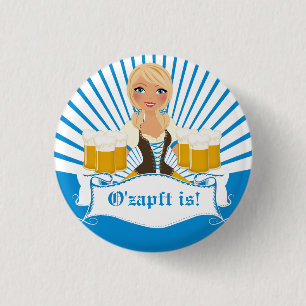 Waitress with Beer Stein 1 Inch Round Button