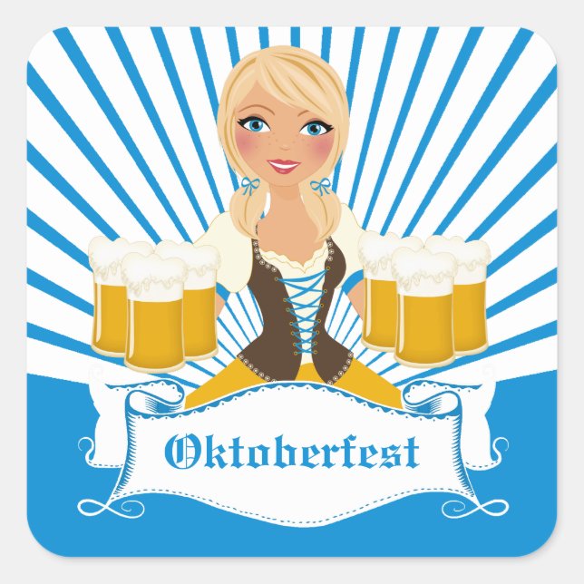 Waitress with Beer Stein Square Sticker (Front)