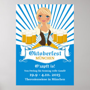 Waitress with Stein Oktoberfest Poster