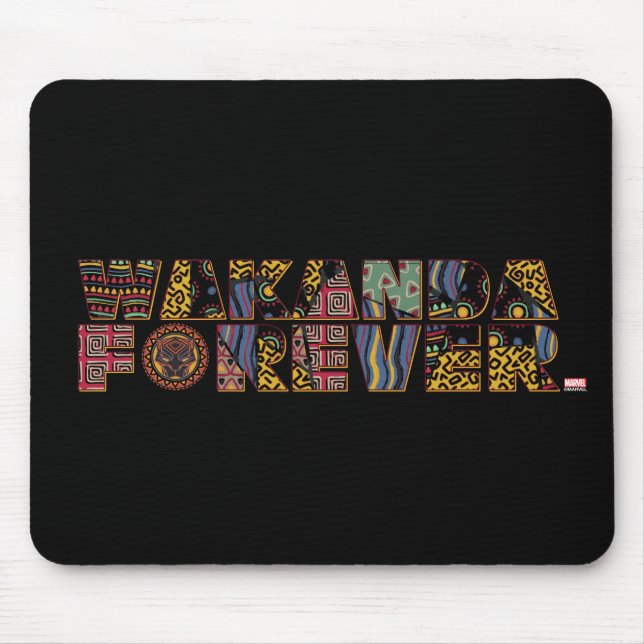Wakanda Forever Patterned Letters Mouse Pad (Front)