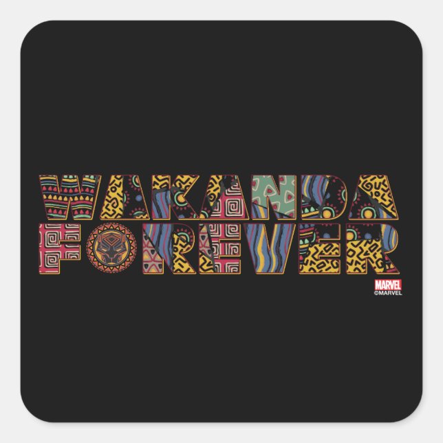 Wakanda Forever Patterned Letters Square Sticker (Front)