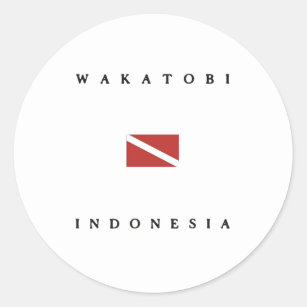 Wakatobi Indonesia Scuba Dive Flag Classic Round Sticker