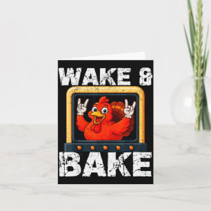 Wake And Bake Funny Rock On Turkey Vintage Thanksg Card