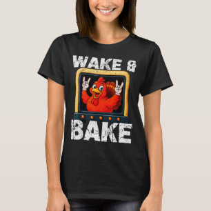 Wake And Bake Funny Rock On Turkey Vintage Thanksg T-Shirt