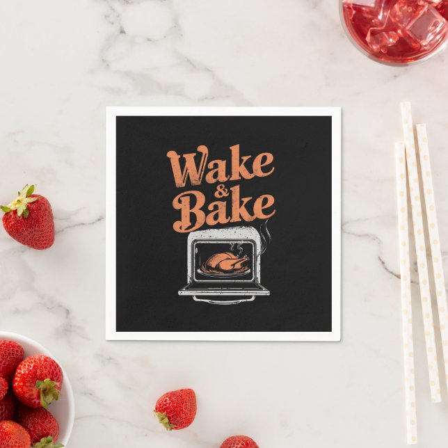 Wake Bake Turkey Dinner Funny Thanksgiving  Napkin (Insitu)