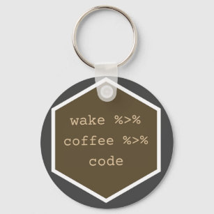Wake coffee code keychain