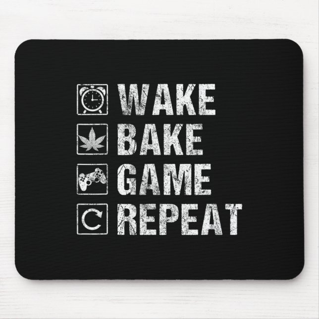 Wake Ke Game Repeat Video Game Weed Smoker Pot Gif Mouse Pad (Front)