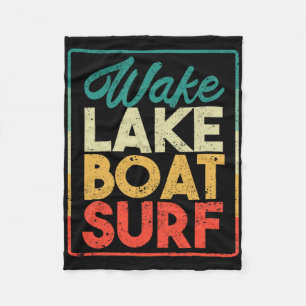 Wake Lake Boat Surf Funny Wakesurf Board Surfing S Fleece Blanket