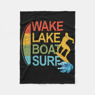 Wake Lake Boat Surf Surfing Surfboarding Surfboard Fleece Blanket