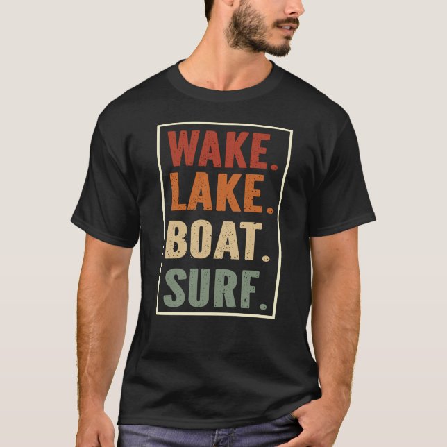 Wake Lake Boat Surf T-Shirt (Front)