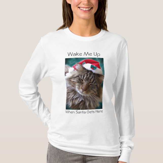 Wake Me Up Santa Cat Shirt (Front)