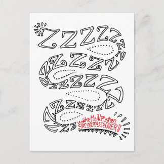 Wake Me Up When Christmas Is Over! Holiday Postcard