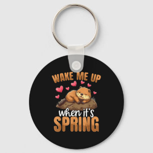 Wake Me Up When It’s Spring Funny Groundhog Day Keychain
