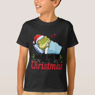 Wake Me Up When It's Christmas Cute Frog Animal Sl T-Shirt