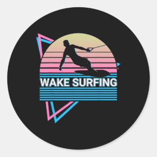 Wake Surfing Surfer Retro Classic Round Sticker