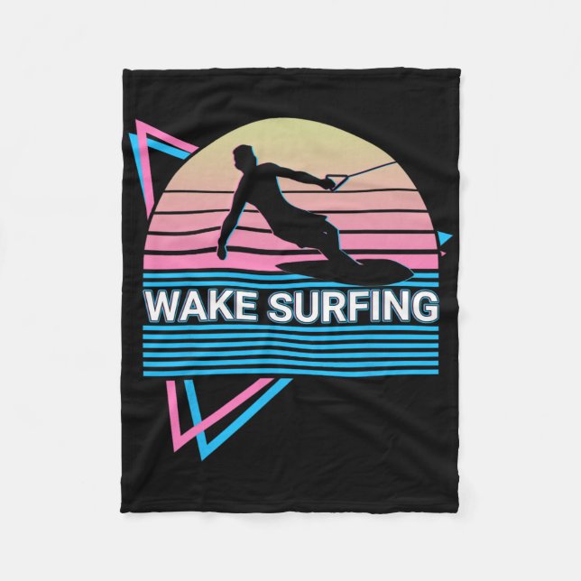 Wake Surfing Surfer Retro  Fleece Blanket (Front)