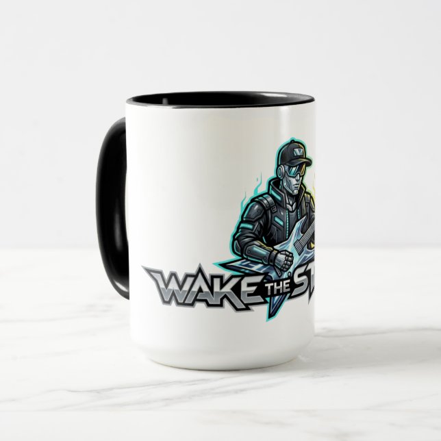 Wake The Strings Retro Future Art Mug (Front Left)