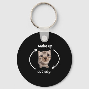 Wake Up Act Silly Cat _ Wake Up Act Silly Cat Kids Keychain
