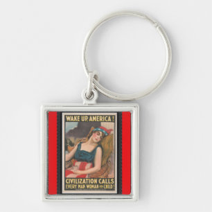 Wake Up America Poster Keychain
