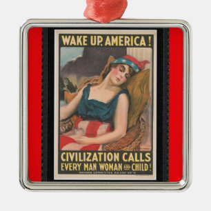 Wake Up America Poster Metal Ornament