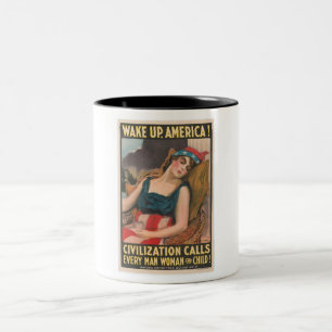 Wake Up America Poster Two-Tone Coffee Mug