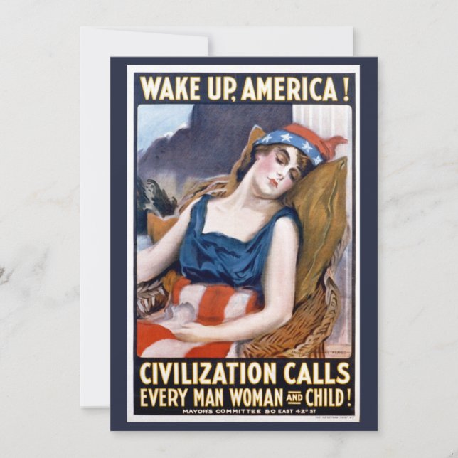 Wake Up America! Vintage Patriotic Freedom Art (Front)
