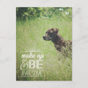 Wake up and be Awesome Dog Postcard