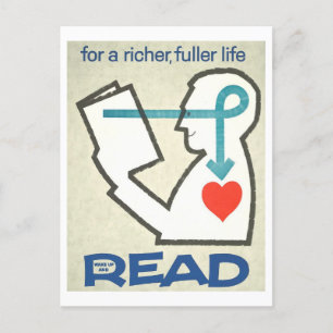 "Wake Up and Read" Vintage Library Poster  Postcard