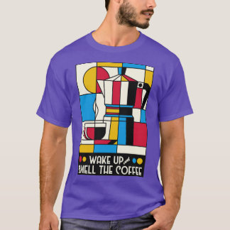 Wake Up And Smell The Coffee Mondrian by Tobe Fons T-Shirt