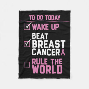 Wake Up Beat Breast Cancer Rule The World 2  Fleece Blanket