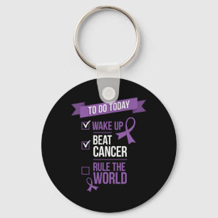 Wake Up Beat Cancer Rule the World Keychain