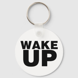 Wake Up Black Keychain