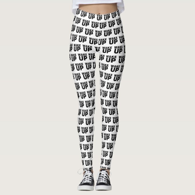 Wake Up Black Leggings (Front)