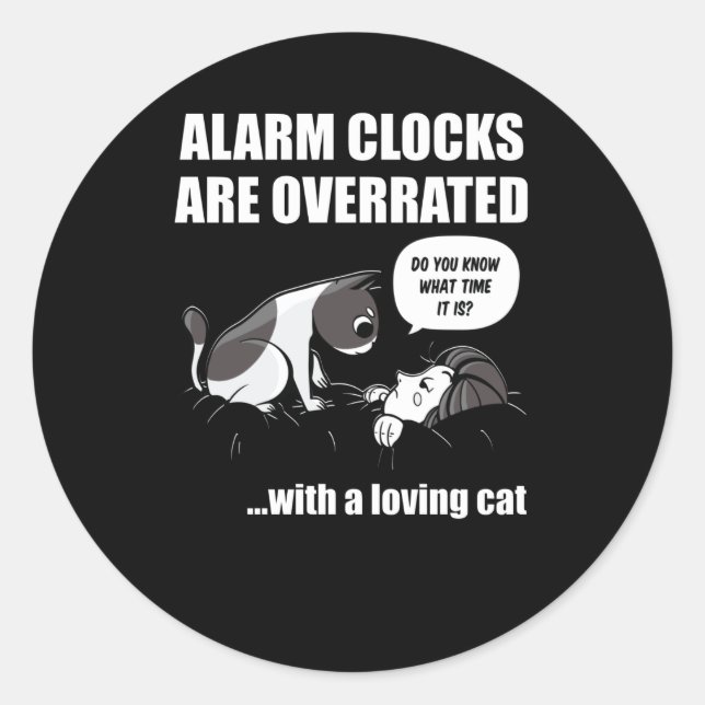 Wake Up Cat Classic Round Sticker (Front)