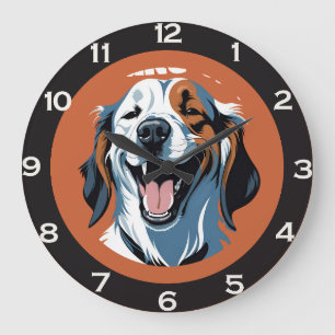 Wake up!!! Golden retriever Pop Art by CallisC  Large Clock