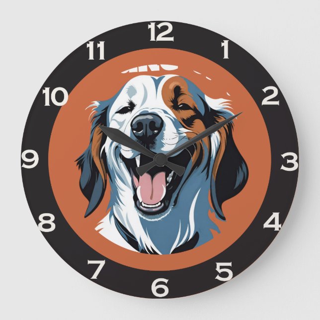 Wake up!!! Golden retriever Pop Art by CallisC  Large Clock (Front)