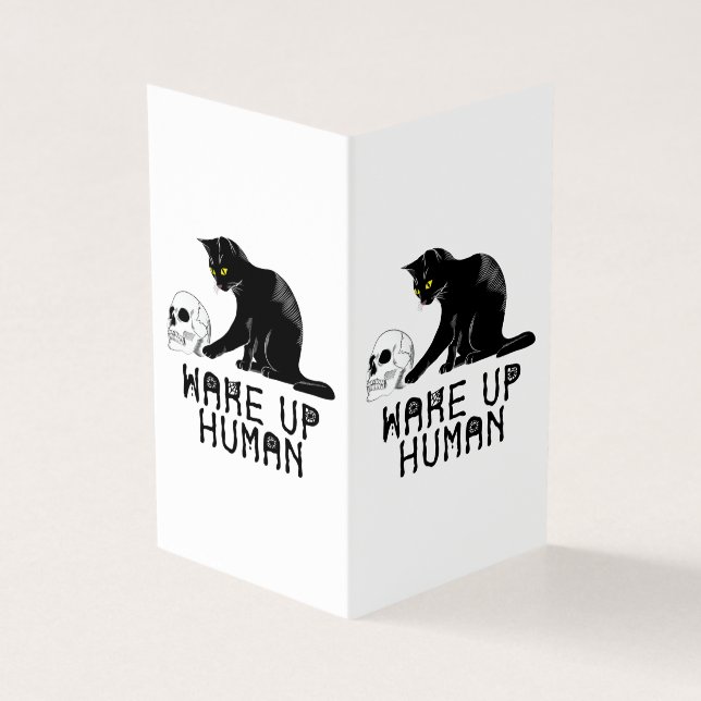 Wake Up Human - Funny Cat With Skull (Outside)