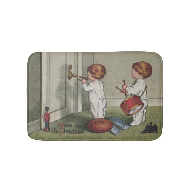 Wake Up Its Christmas cute child illustration Bath Mat (Front)
