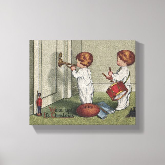 Wake Up Its Christmas cute child illustration Canvas Print (Front)
